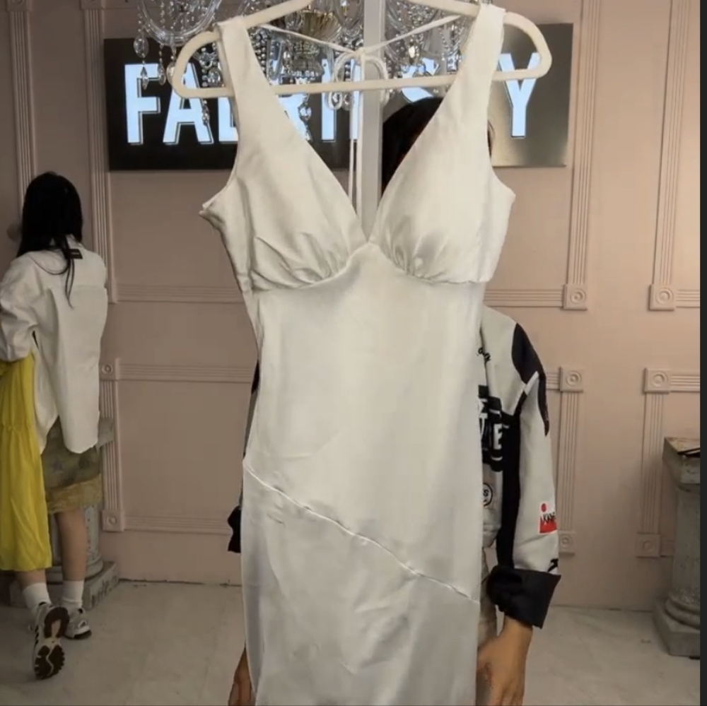 Elegant White Satin Dress